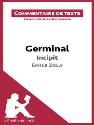 cover image of Germinal de Zola--Incipit